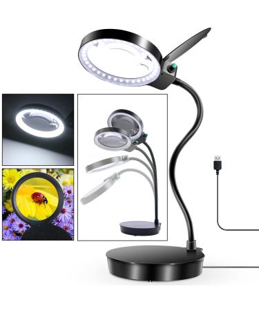 10X Magnifying Glass with Light and Stand, Desktop Hands Free Magnifier, Lighted Magnifying Glass for Close Work Reading Hobbies Crafts Repair - Buy Online on GoSupps.com
