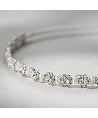 SWEETV Silver Flower Girl Headband for Wedding | Crystal Princess Hair Accessory for Birthday and Communion - Buy Online on GoSupps.com