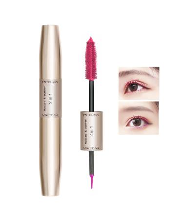 Maydear 2 in 1 Color Mascara  Liquid Eyeliner+Mascara  Longlasting  Smudge-Proof  Voluminous and Charming Mascara  Multiple colors available - Rose