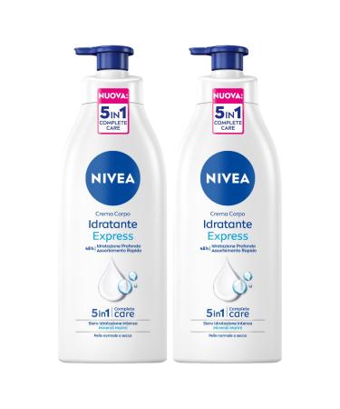 NIVEA Nivea Express 48h Fast Absorbing Moisturizing Body Cream with Intense Moisturizing Serum and Marine Minerals for Normal or Dry Skin - 2 x 500ml Bottles