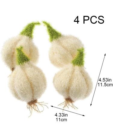 Acrylic Dish Towel 4pcs Anti-Grease Garlic Shape Dish Cloth Non-Scratch Dish Scrubber Kitchen Cleaning Wiping Rag - Buy Online on GoSupps.com