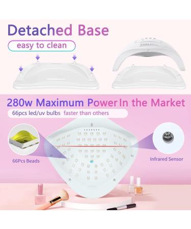 BEENLE Upgraded 280W UV LED Nail Lamp | Fast Nail Dryer with 66 LED Beads | Portable Handle, 4 Timer Settings, Infrared Sensor | Larger Space, Red Light - Buy Online on GoSupps.com