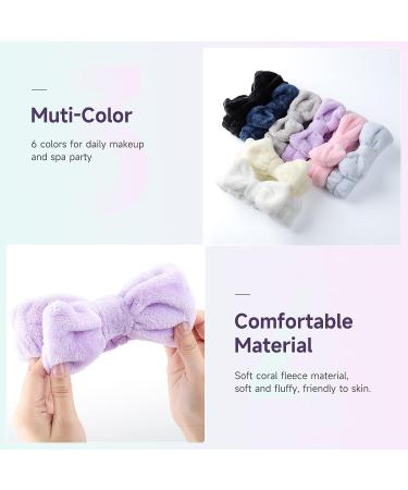 WSYUB Soft Coral Fleece Headband Set | 8 Bow Hair Bands for Makeup, Face Washing, Shower, and Skin Care | Fluffy Spa Head Wraps for Women and Girls | 8 Colors - Slumber Party Supplies - Buy Online on GoSupps.com