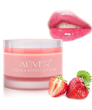 Lip Scrub, Lip Treatment Soothing Moisturizing Lip Mask for Chapped and Cracked Lips, Younger Looking Lips Overnight, Restore & Plump Dry, Anti-Wrinkle, Anti-Aging, Exfoliating Lip Cream (Strawberry)