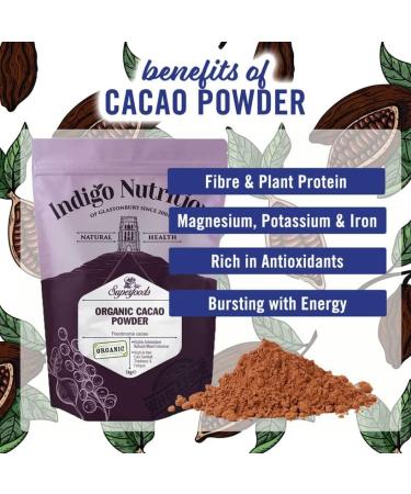 Indigo Herbs Organic Cacao Powder 500g - Vegan, Pure & Unrefined | Dairy & GMO Free - 1 Pack - Buy Online on GoSupps.com