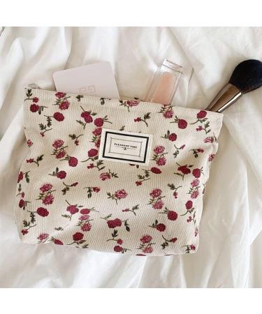 Large Capacity Cosmetic Bag for Women | Travel Makeup Organizer | Toiletry Zipper Pouch | Dark Red Rose Design - Buy Online on GoSupps.com
