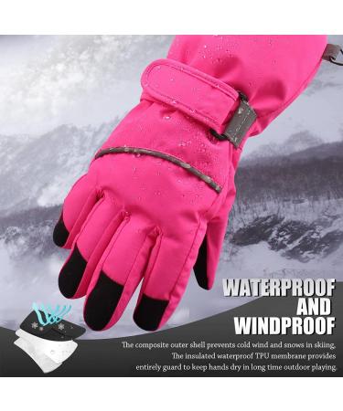 Xiaoohawang Children's Ski Gloves - Waterproof Windproof Non-Slip Reflective - Warm Mottling Design for Ages 4-6 (Pink/Red) - Buy Online on GoSupps.com
