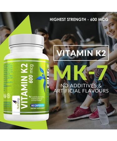 NutriZing K2 Vitamin Supplement MK-7-600mcg High Strength - 90 Vegan Capsules (3 Month Supply) | Bone & Arterial Health Support - Buy Online on GoSupps.com