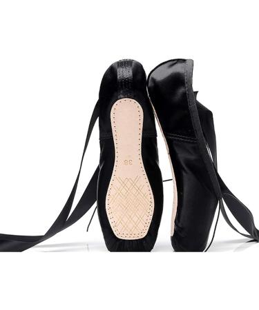 Unpafcxddyig Satin Pointe Ballet Shoes for Girls/Women - Size 5 Big Kid, Black - Buy Online on GoSupps.com