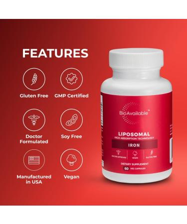 BioAvailable Liposomal Iron | 60 Capsules | Maximum Absorption | Vegan & Gluten-Free - Buy Online on GoSupps.com