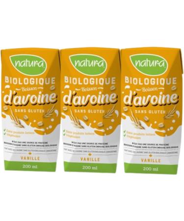 NATURA Mini Vanilla Oat Milk - Organic & Gluten Free - Dairy Free - Vegan - Shelf Stable - Plant Based Beverage - Non-GMO - Perfect for Lunch Box - Made in Canada | 200ml (Pack of 3) Vanilla - Oat - Buy Online on GoSupps.com