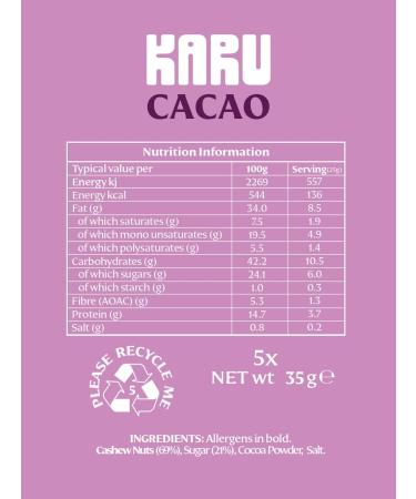 KARU Cacao Cashews (5X 35g) | Vegan Coated Cacao and Salted Caramel Cashews 5x 35g CACAO - Buy Online on GoSupps.com