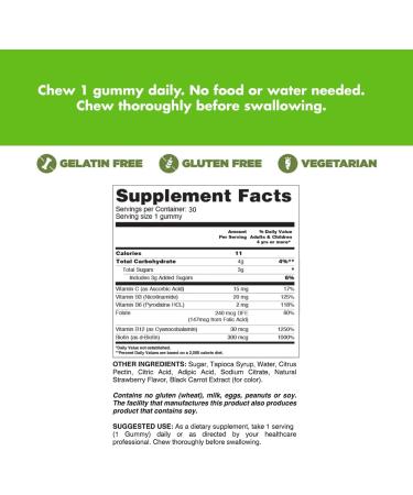 Premium Extra Strength Vitamin B-Complex Energy Vegan Gummies | Gluten-Free & Gelatin-Free | Non-GMO | Natural Energy Support & Focus | Boost Energy & Mood - Strawberry - Buy Online on GoSupps.com