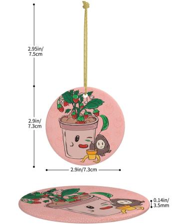 YYHHAOFA Sunflower Seeds and Strawberries Prints Christmas Ceramic Round Pendant Decoration - Festive Hanging Ornament for Stores and Homes -2.9 in - Buy Online on GoSupps.com