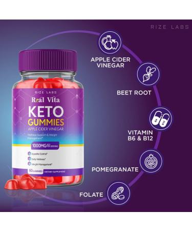 Real Vita ACV Keto Gummies for Weight Loss - Apple Cider Vinegar Shark Tank Oprah Gummy | 60 Gummies - Buy Online on GoSupps.com