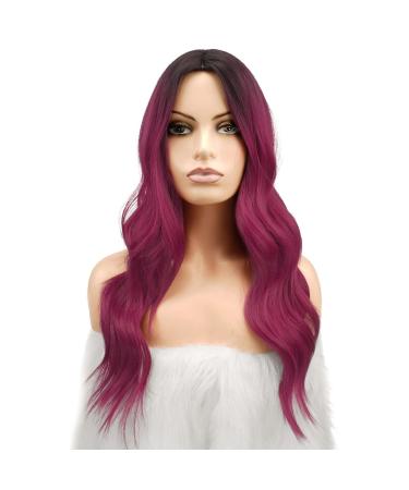 Shop Fine Long Curly Wig 55CM | Black to Burgundy Synthetic Women s Wavy Wig | Perfect for Parties - Buy Online on GoSupps.com