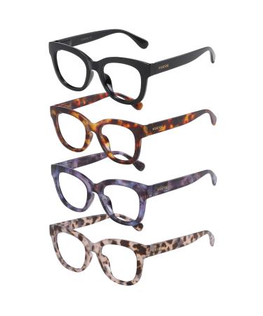 Reading Glasses for Women Men Square Oval Readers with Spring Hinge Thick Frame Style Mixed Colors-c1 1.5 x