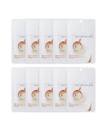 10 pieces Eunyul daily care facial mask pack rice 22 ml x 10 pieces vegan korean skin care hypoallergenes tencel leaf & natural ingredients rice leaf mask