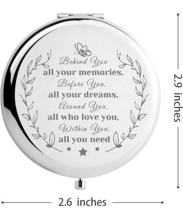 WHING Behind You Engraved Makeup Mirror - Perfect Gift for Women, Friends, Sister, Mom - Ideal for Christmas, Birthday, Graduation - Pocket Travel Size - Buy Online on GoSupps.com