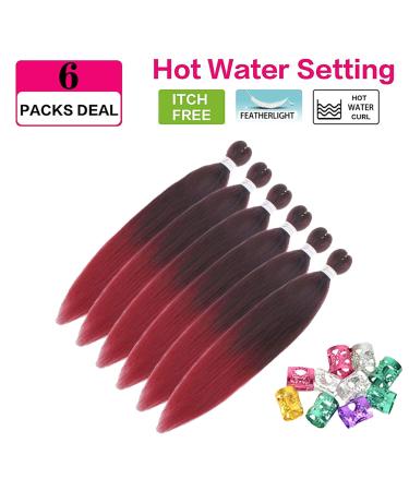 Xusuperb 30 Pre-Stretched Ombre Red Braiding Hair - Knotless Soft Yaki Extensions (6 Pack) - T1B/900 Hair - Buy Online on GoSupps.com