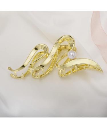 iFiner Metal & Pearl Hair Claw Clips - Set of 2 | Gold & Silver | Large Non-Slip Barrette for Women & Girls | Stylish Hair Accessories - Buy Online on GoSupps.com