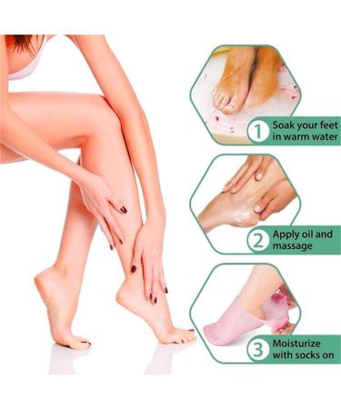Buy Silicone Socks for Moisturized Feet | 2 Pairs Pink Rose & Skin Color for Dry Cracked Skin - Buy Online on GoSupps.com