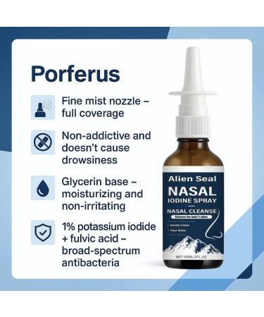 Alien Seal Iodine Nasal Spray Nasal Iodine Spray with Fulvic Acid for Humans 100% Natural Mineral Nasals Cleanse Care for Dry Air Travel & Daily Use 2 Fl Oz - 150+ Uses Per Bottle (2 pc) pc 2 - Buy Online on GoSupps.com