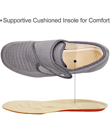 Women's Diabetic Elderly Mesh Walking Sneakers - Grey, Size 8 - Buy Online on GoSupps.com