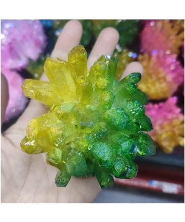 450-550g Dropshipping Natural Raw Quartz Crystal Cluster Specimen Rainbow Aura Quality Gemstone Stone Home Decor Crystal Cluster (Color : Pink Yellow) - Buy Online on GoSupps.com