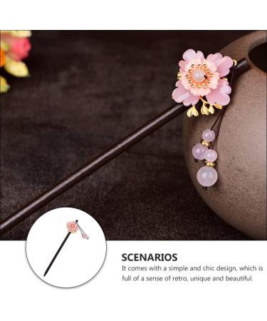 minkissy Imitation Flower Glass Hairpin Chinese Hair Chopsticks Vintage Hair Stick Asian Hair Sticks Hair Accessories Vintage Hair Clips Woman Wooden Pink Tang Suit Decorations - Buy Online on GoSupps.com