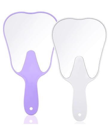 Jetec 2 Pieces Tooth Shaped Handheld Mirror Cute Makeup Mirror Hand Held Plastic Dental Mirrors with Handle Cosmetic Hand Mirror for Women Men Girls and Kids (White  Purple) - Buy Online on GoSupps.com