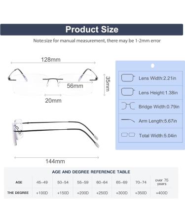 Photochromic Bifocal Reading Glasses | Blue Light Blocking Rimless Sunglasses for Men & Women - Black-Silver 1.0x - Buy Online on GoSupps.com