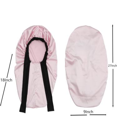 Sengterm Long Satin Hair Hood - Adjustable Silky Sleeping Hat for Women | Extra Big Size for Long Curls | Pink - Buy Online on GoSupps.com