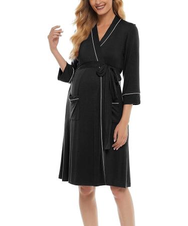 OCCIENTEC Women's Maternity Nursing Robe | Hospital Delivery Nightgown | Breastfeeding Nightdress | XL Black - Buy Online on GoSupps.com