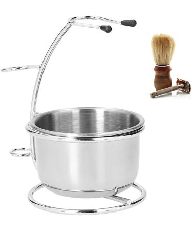 Demeras Stainless Steel Shaving Stand and Bowl Set - 16x11x10 Metal Shaving Brush & Soap Holder - Premium Grooming Accessories for Men - Buy Online on GoSupps.com