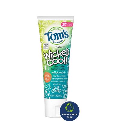Tom's of Maine Wicked Cool! Fluoride Kids Toothpaste 3-Pack - Natural, Dye-Free, Mild Mint - Buy Online on GoSupps.com