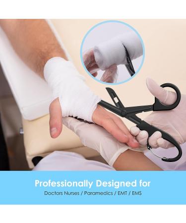 MOVOCA 7.5 Medical Scissors with Carabiner - Bandage Trauma Shears for Doctors, Nurses, EMT, EMS - Stainless Steel, Non-Stick Blades - Black - Buy Online on GoSupps.com