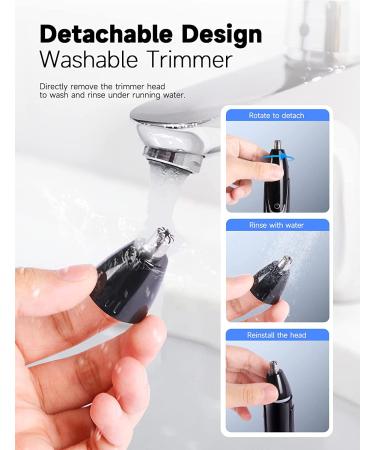 2022 Rechargeable Ear and Nose Hair Trimmer - Professional Painless Facial & Eyebrow Trimmer for Men and Women - Dual-Edge Blades, Powerful Motor - Black - Buy Online on GoSupps.com