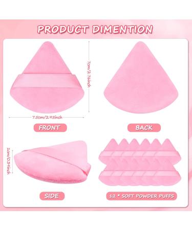 Prousky 12pc Dark Pink Triangle Powder Puffs Set for Face Makeup - Soft Velour Puffs for Pressed & Loose Powder, Foundation Sponge, Mineral Powder - Cotton Mini Puffs for Dry Makeup - Buy Online on GoSupps.com