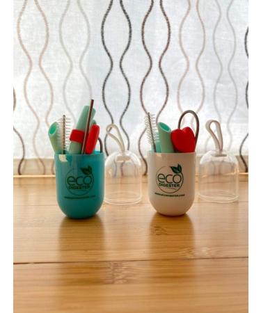 Reusable Silicone Straws with Cases Blue or White - Buy Online on GoSupps.com