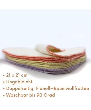 Reusable Baby Washcloths - Avo+Cado Two-Layer Flannel Flaps (12 Pack) - Eco-Friendly Mini Cotton Towels in Lilac - Perfect Wet Wipe Alternative - Buy Online on GoSupps.com