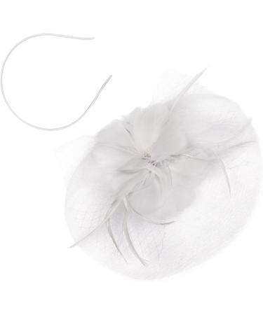 Jintn Ladies Spring Fascinator Hat with Hair Clip - Elegant Party Headwear & Wedding Accessories - White Mesh Flower Headband - Buy Online on GoSupps.com