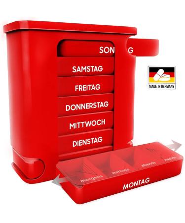 Kerpers 7-Day Pill Organizer | Made in Germany | 4-Compartment Medicine Box for Tablets & Supplements (2 Pack - White/Red) - Buy Online on GoSupps.com