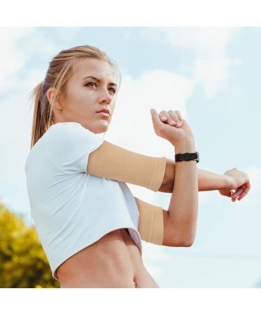 2 Pair Slimming Arm Sleeves Shaper for Women - Arm Compression Wraps to Tone & Lose Arm Fat - Sport Fitness Arm Shapers (Beige & Black - Buy Online on GoSupps.com