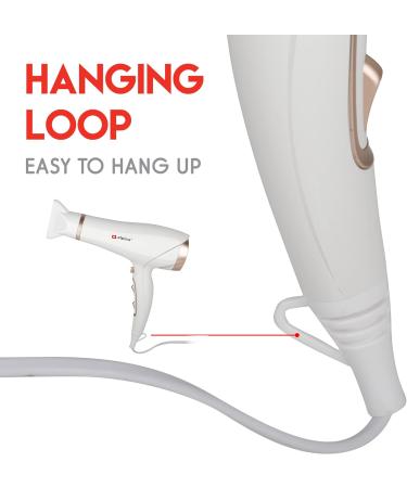 alpina Hair Dryer 19002300W Hairdryer with 3 Heat Settings Hair Dryer with Cool Shot Hair Dryer incl Extra Blow Nozzle and Hanging Loop WhiteRos  - Buy Online on GoSupps.com