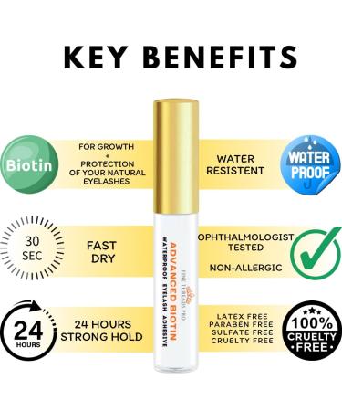 2 in 1 Clear Lash Glue with Biotin for Lash Growth | Strong Hold Easy Brush-On Latex-Free Waterproof - Ideal for Sensitive Eyes & All Types of Lashes - Buy Online on GoSupps.com