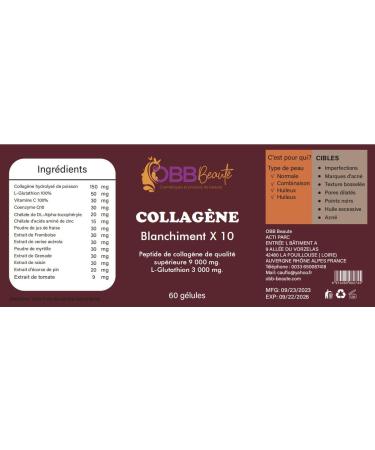  OBBBeaut Pure Collagen Peptide + L-Glutathione OBB Beauty Premium Beauty Supplement Intense Radiance Youthful Skin 60 Capsules - Buy Online on GoSupps.com