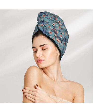 Hair Towel Wrap with Button - Quick Drying Towel Turban for All Hair Types | Underwater Animals & Flowers Design - Buy Online on GoSupps.com