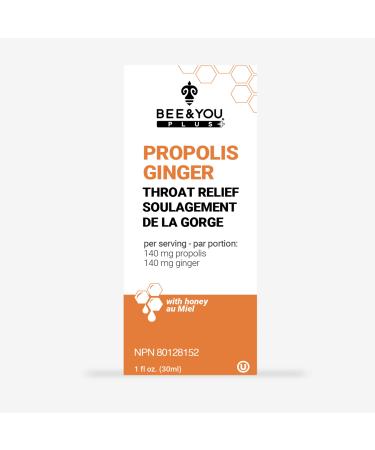 BEE and YOU Propolis Ginger Throat Spray - 420 mg Bee Propolis & Ginger per day - Natural Immune Support Sore Throat Relief Antioxidants Keto Paleo Gluten-Free 1 Fl Oz (30 ml)