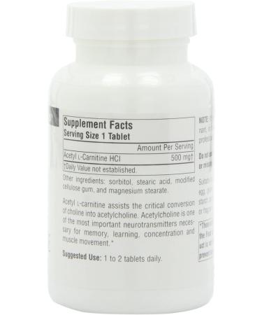 Source Naturals Acetyl L-Carnitine 500 mg - 120 Tablets for Energy & Focus - Buy Online on GoSupps.com